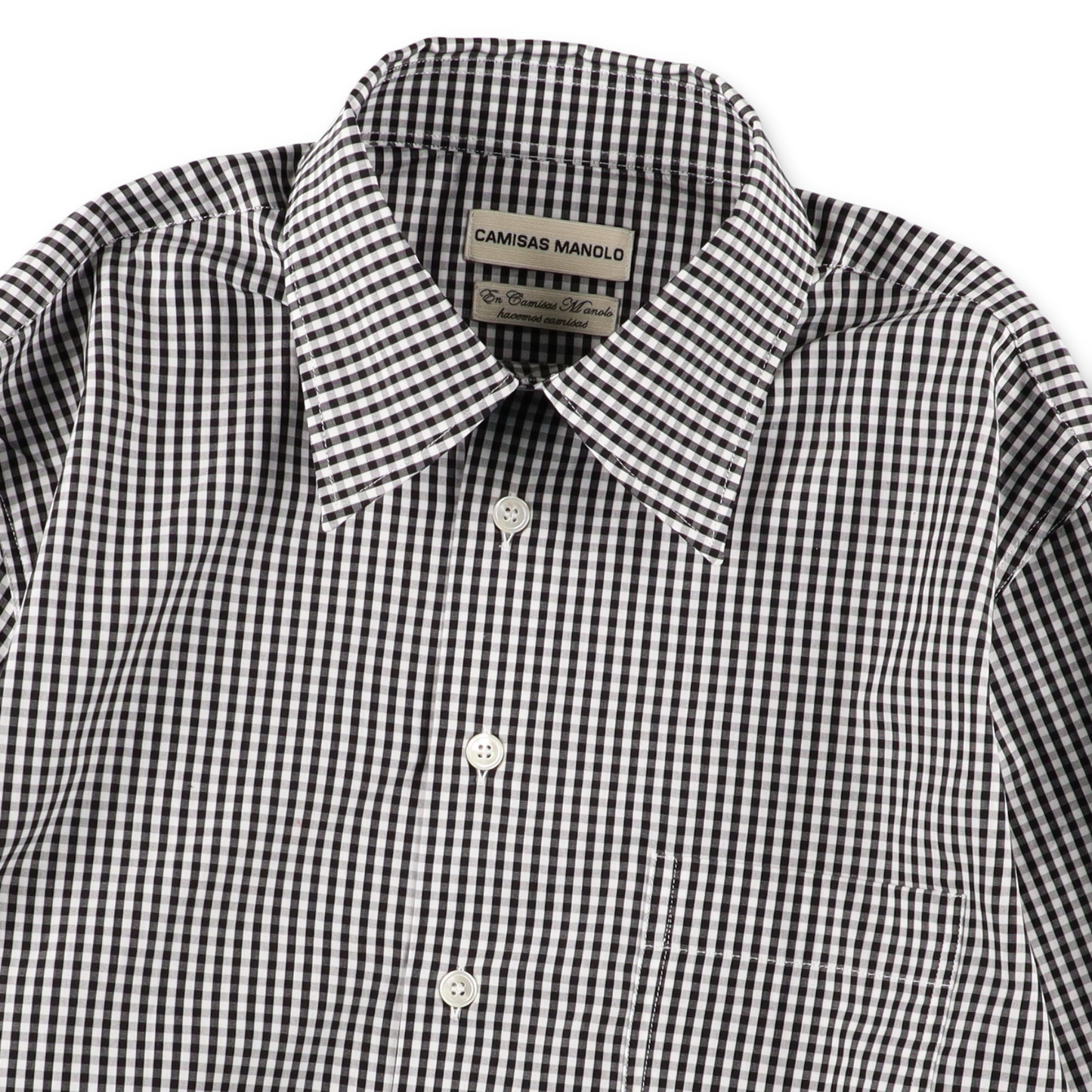 CAMISAS MANOLO BLACK/WHITE GINGHAM CHECK CAMPO SHIRT【26010201】(N)