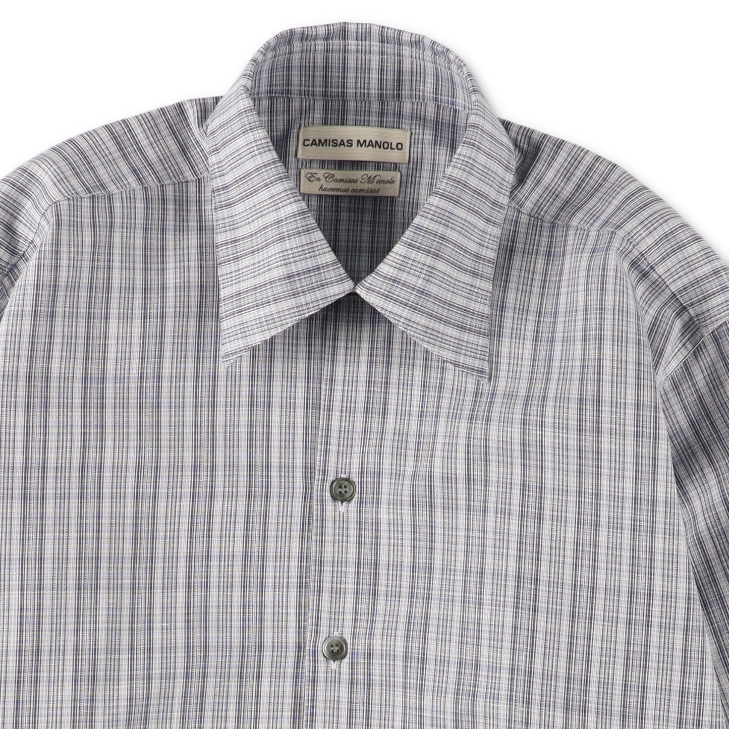 BLUE/WHITE MULTI CHECK NORMAL SHIRT - CAMISAS MANOLO 襟のディテール
