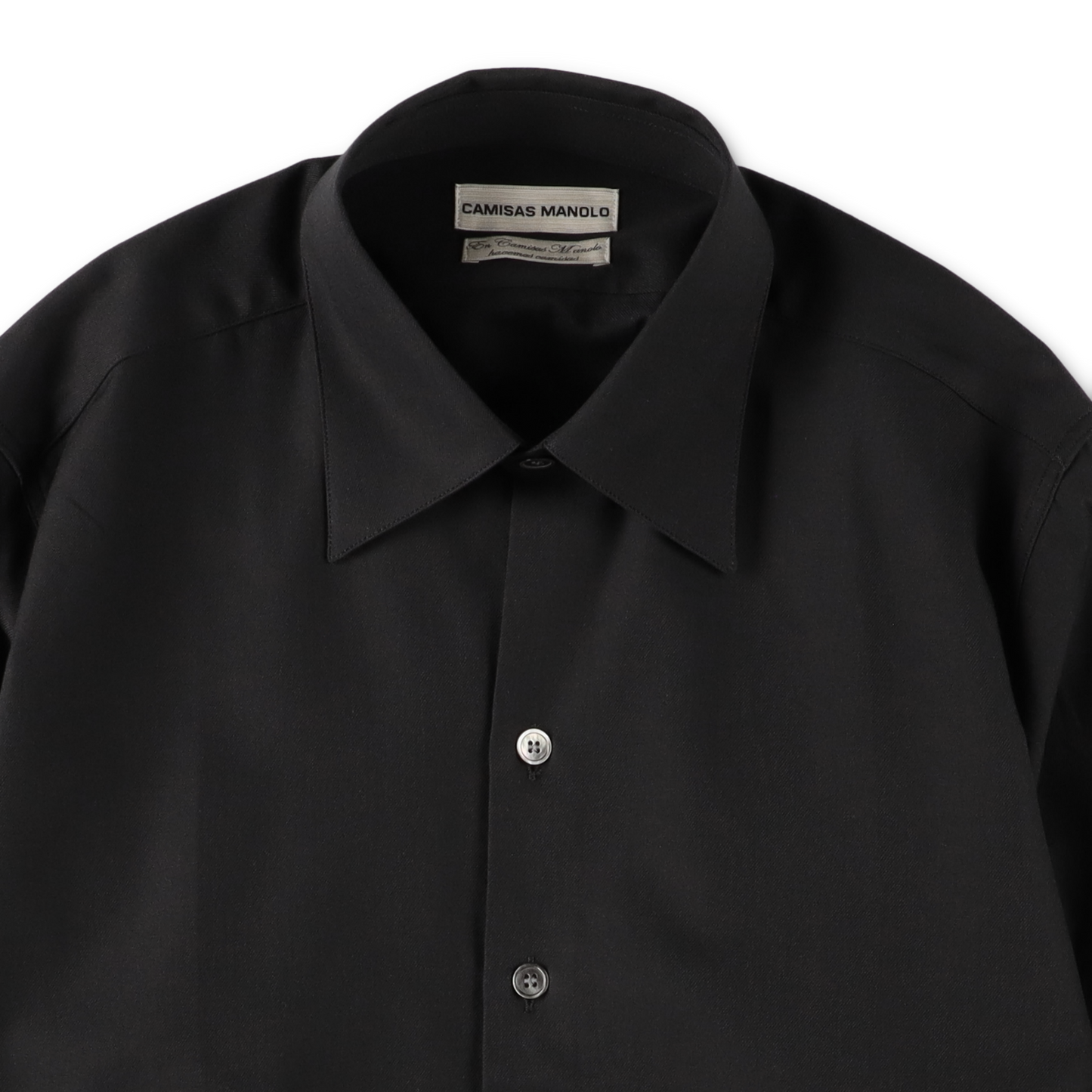 BLACK NORMAL SHIRT - CAMISAS MANOLO 襟のディテール