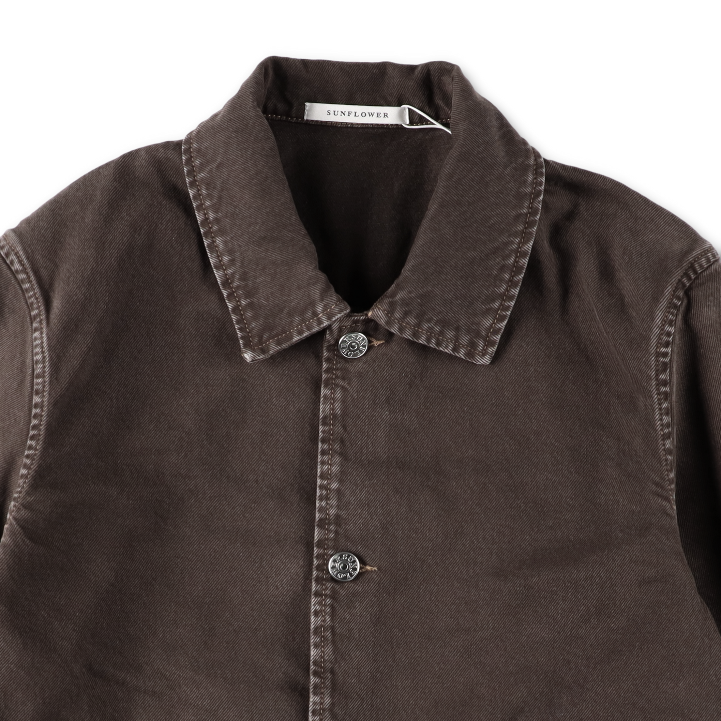 WORKER JAKET VINTAGE BROWN - SUNFLOWER 襟のディテール