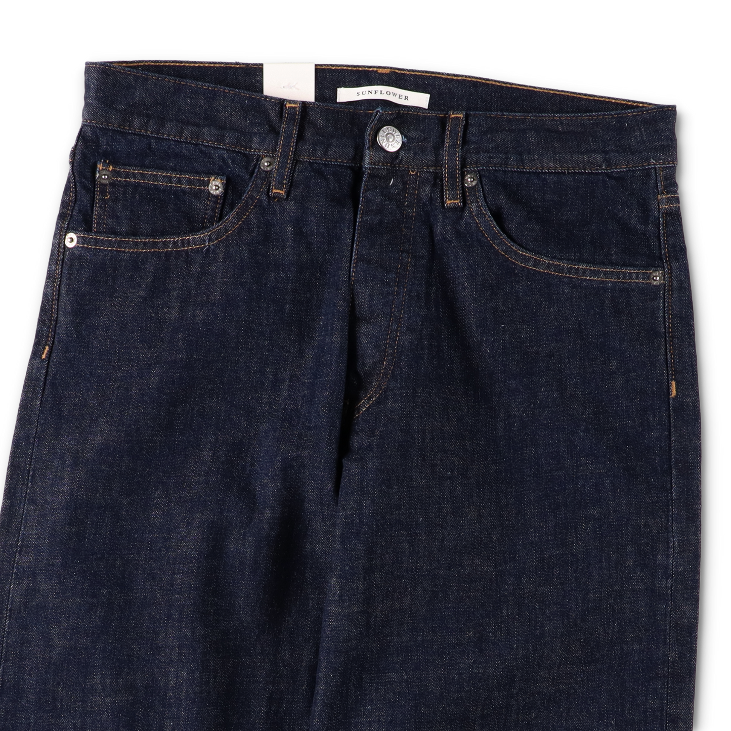 LOOSE DENIM SIMPLE RINSE BLUE - SUNFLOWER ウエストのディテール