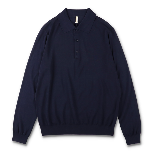 MERINO POLO NAVY - SUNFLOWER 正面
