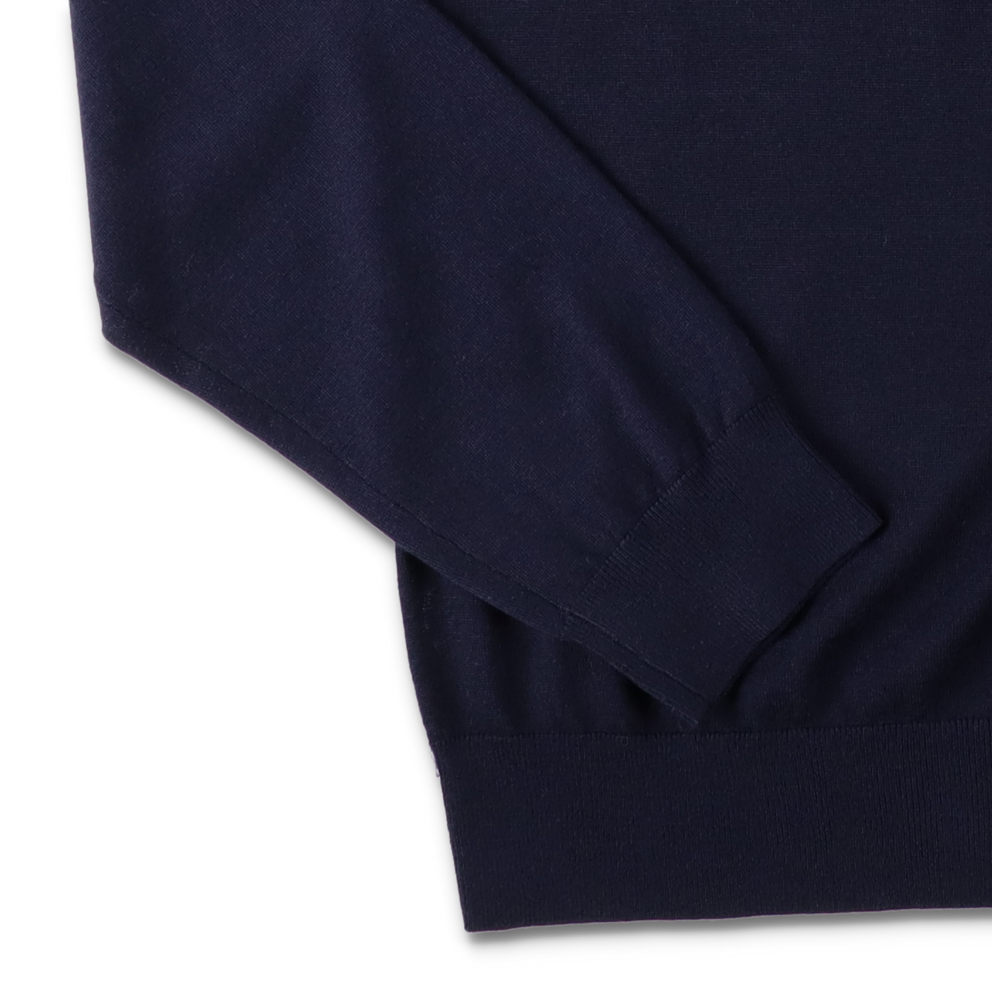 MERINO POLO NAVY - SUNFLOWER 袖のディテール
