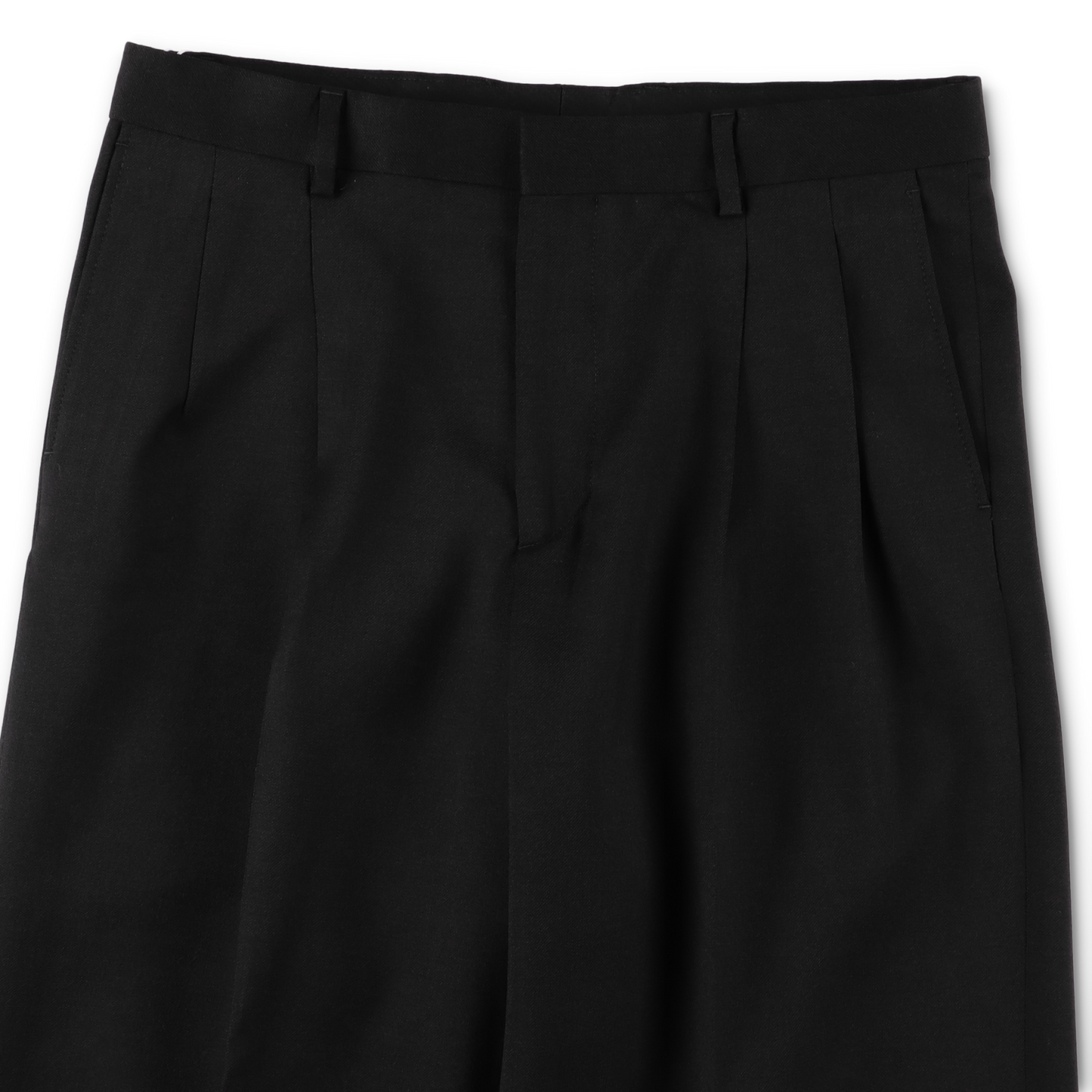 WIDE PLEATED TROUSER BLACK - SUNFLOWER ウエストのディテール