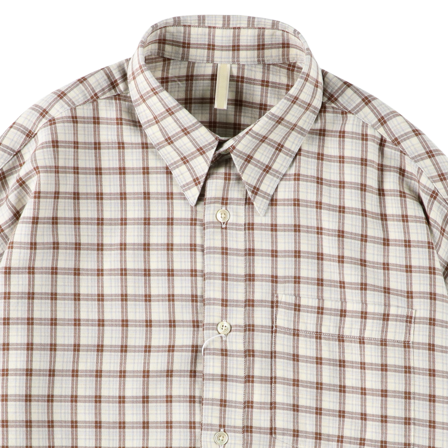 STABLE SHIRT BROWN CHECK - SUNFLOWER 襟のディテール