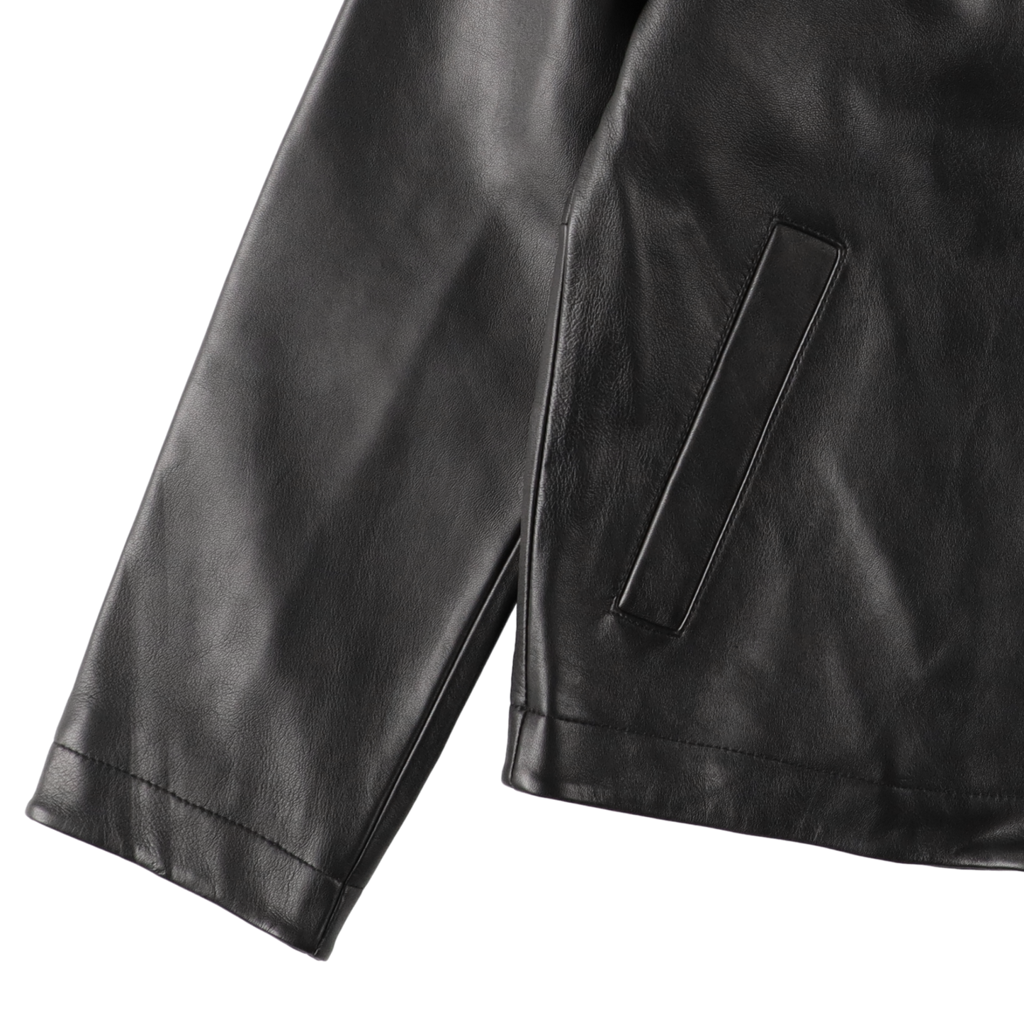SHORT LEATHER JAKET BLACK - SUNFLOWER 袖のディテール