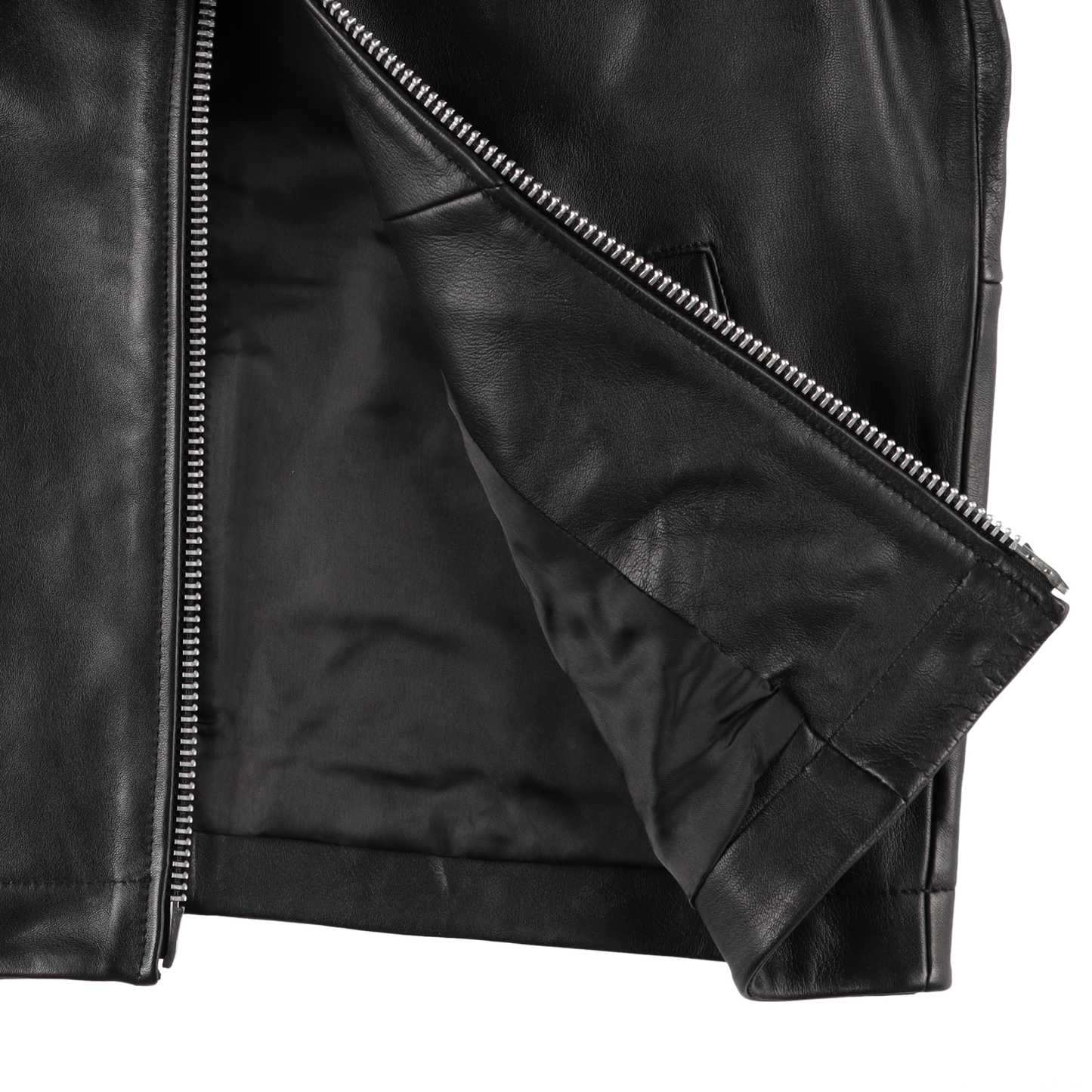SHORT LEATHER JAKET BLACK - SUNFLOWER 裏地