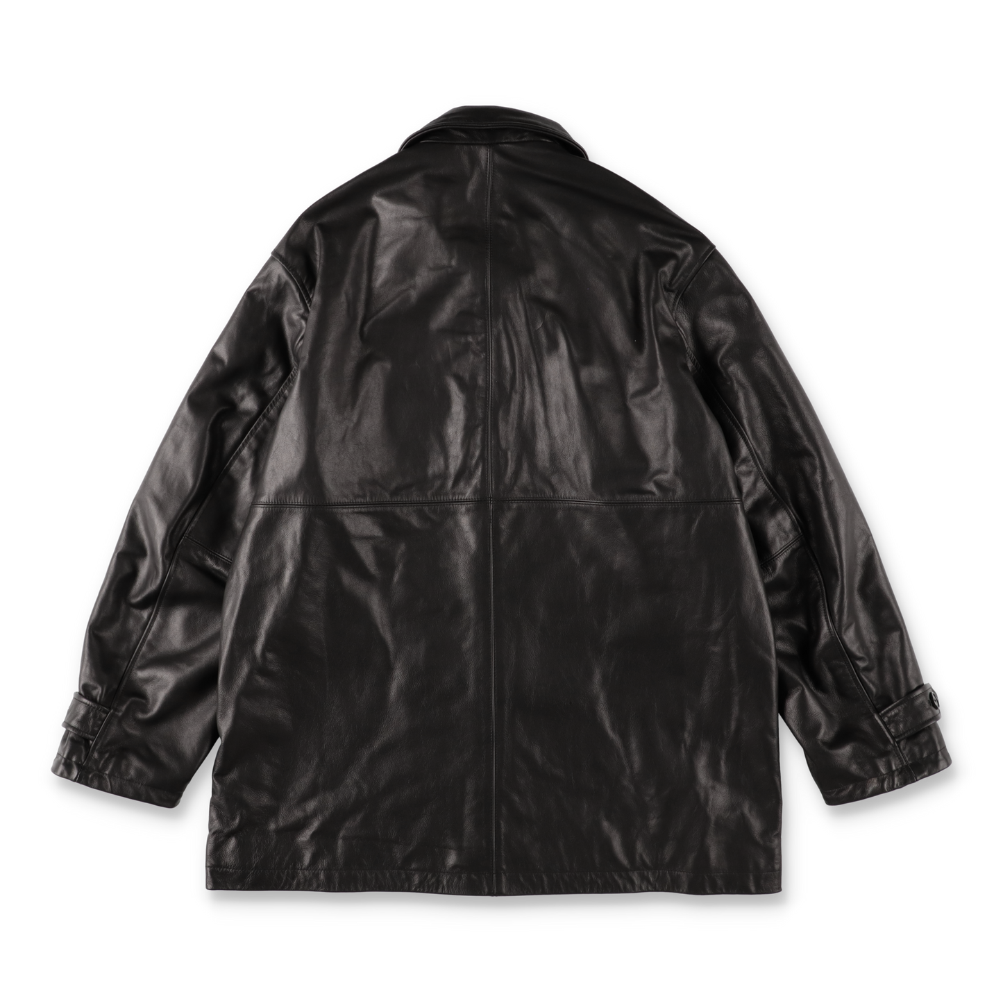 UNIVERSAL PRODUCTS. LEATHER CAR COAT BLACK【253-60702】(N)
