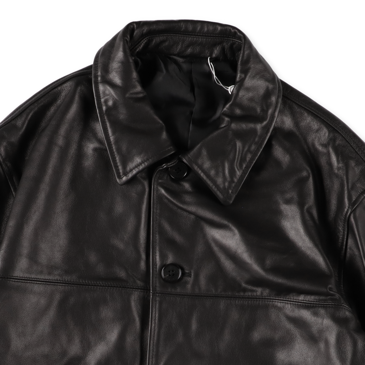 UNIVERSAL PRODUCTS. LEATHER CAR COAT BLACK【253-60702】(N)