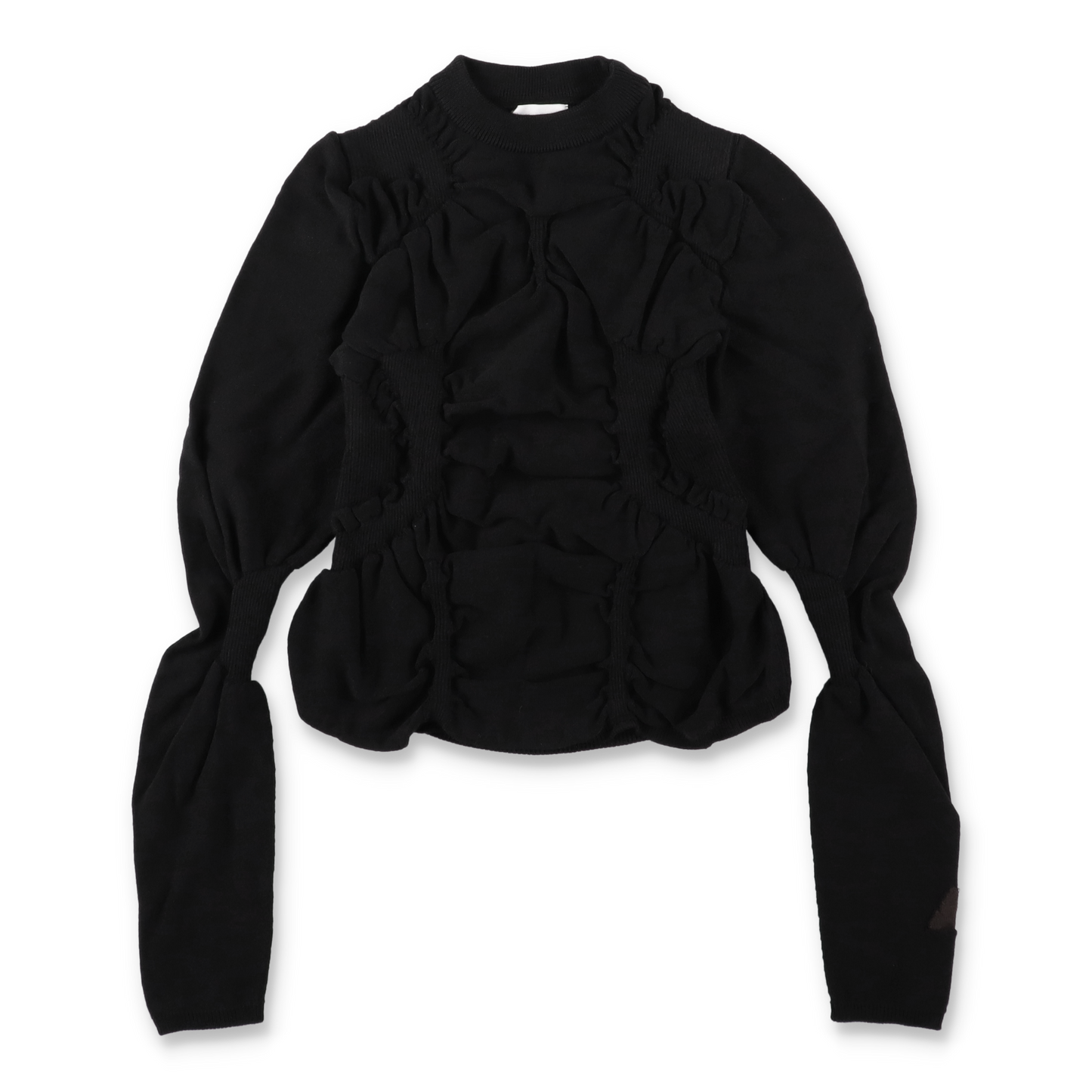 ROA PINCHED Wool Knit Top Black 正面 商品画像