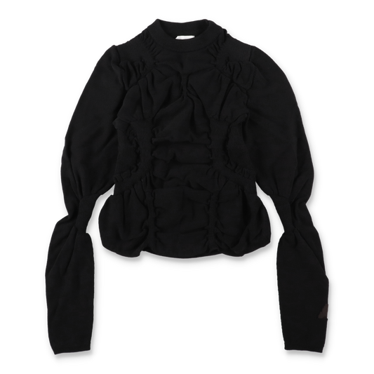 ROA PINCHED Wool Knit Top Black 正面 商品画像