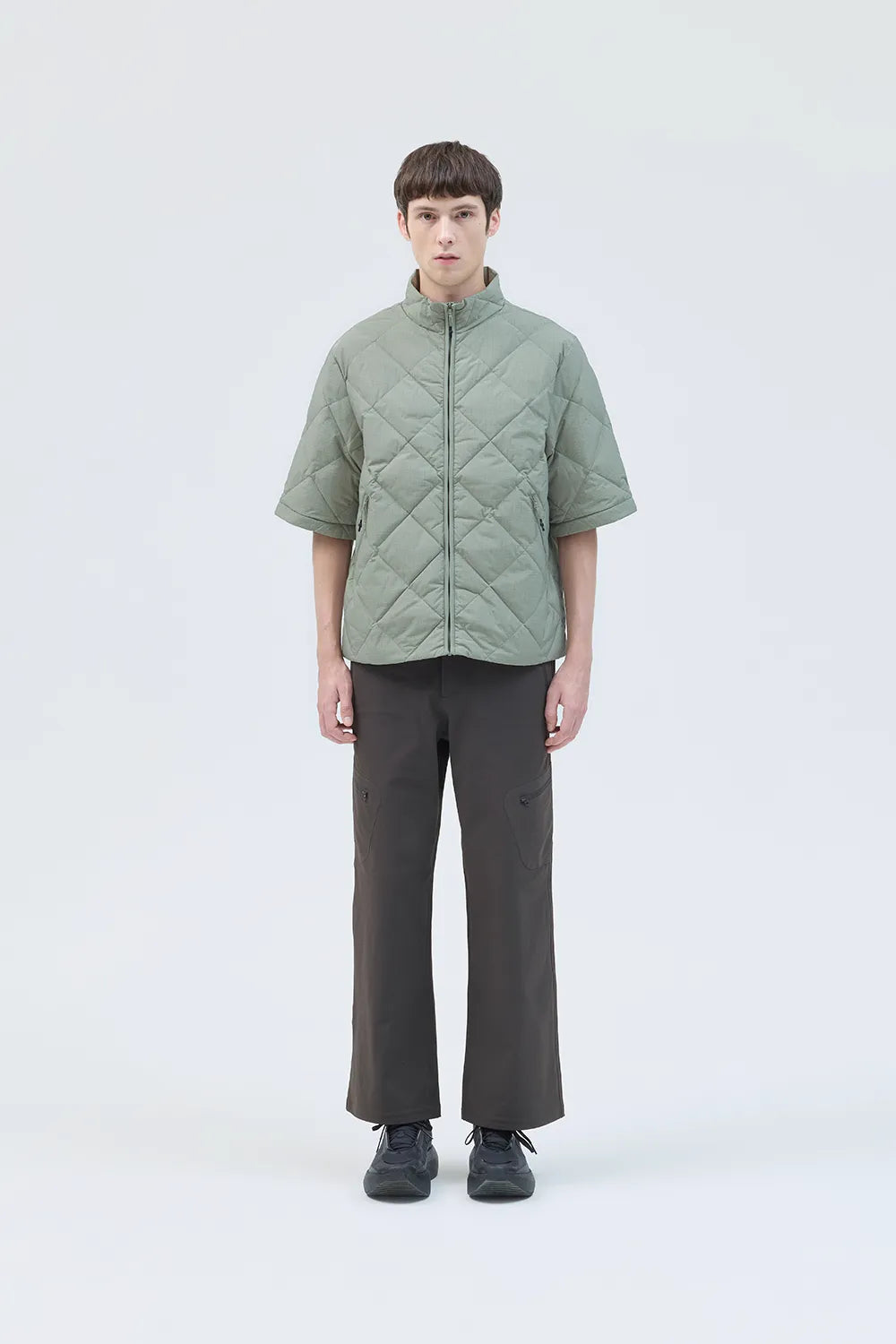 Hiking Patrol Path Inner Brushed Jacket Stone 全身スタイリング