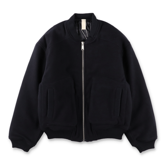 SUNFLOWER WOOL BOMBER NAVY 正面