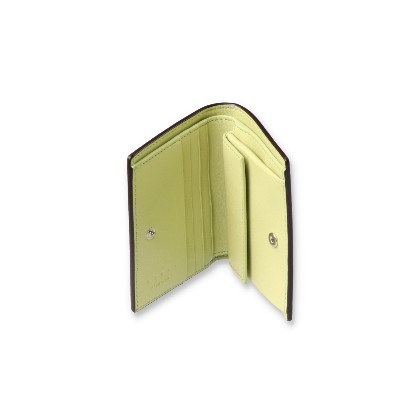 MARNI Leather bifold wallet with Marni Mending embroidery Brown【PFMI0098U0】(N)