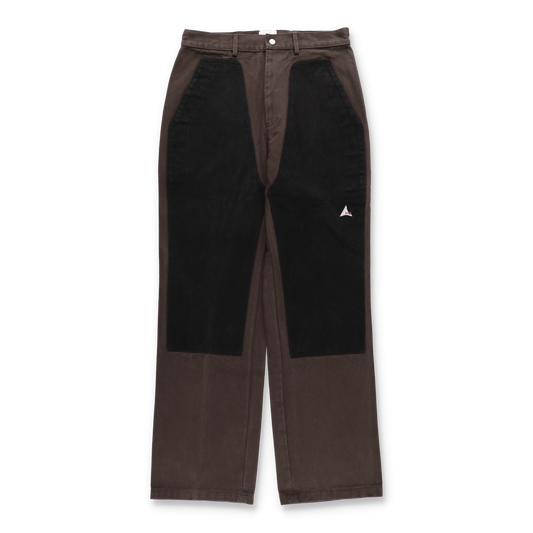 ROA FOMES Double Knee Washed Canvas Pant Dark Brown Black 正面