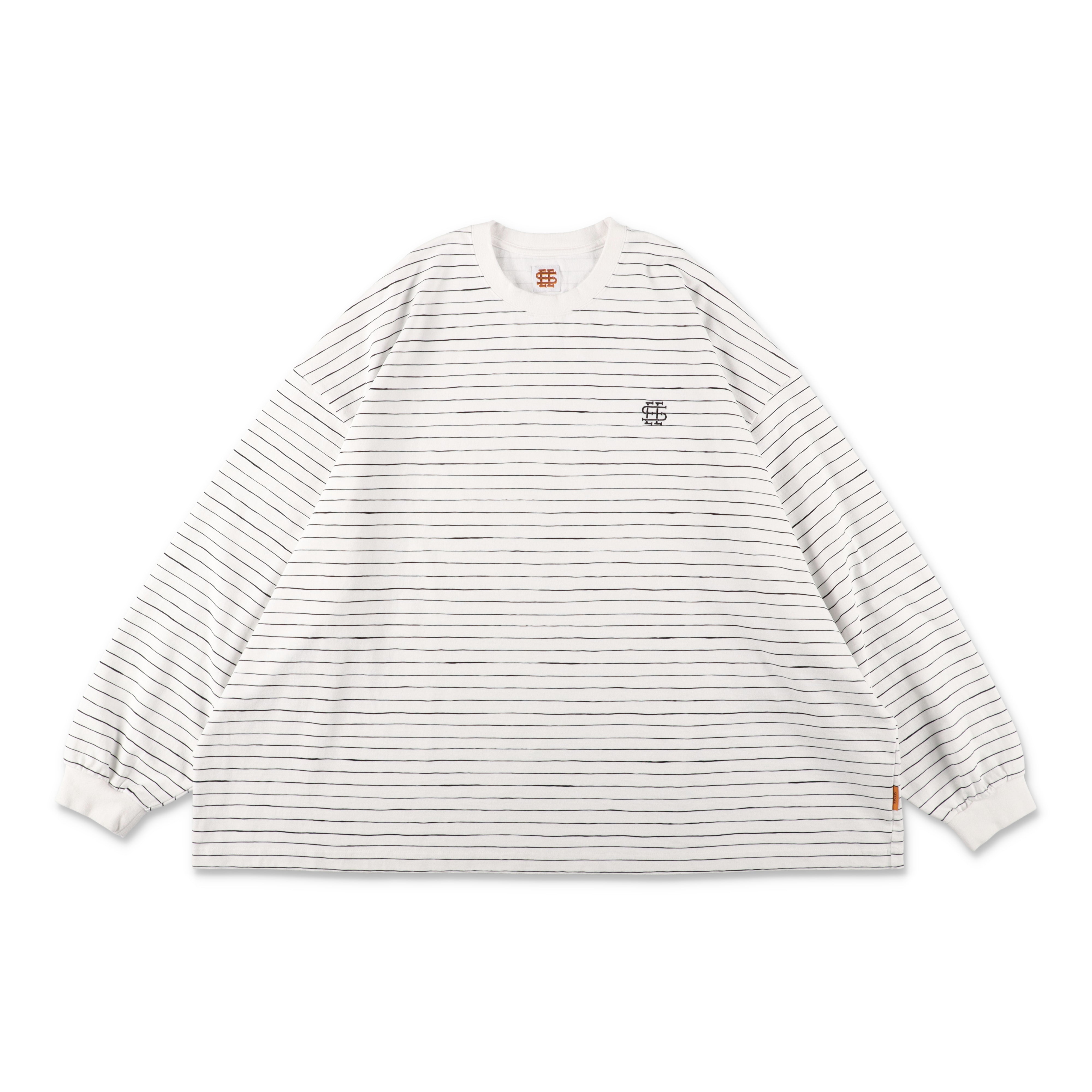SEE SEE SUPER BIG LS FLAT BOARDER TEE 〈TYPE 1〉【WHITE/BLACK