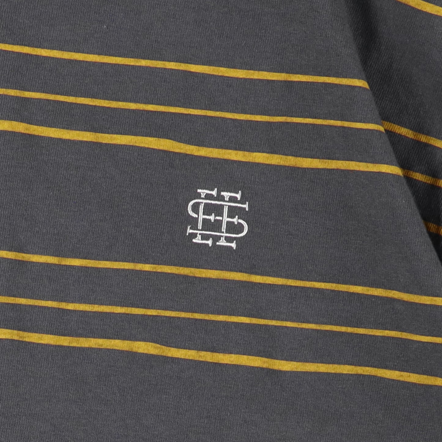 【1-2】SEE SEE Super Big Border SS Round Tee【Charcoal】