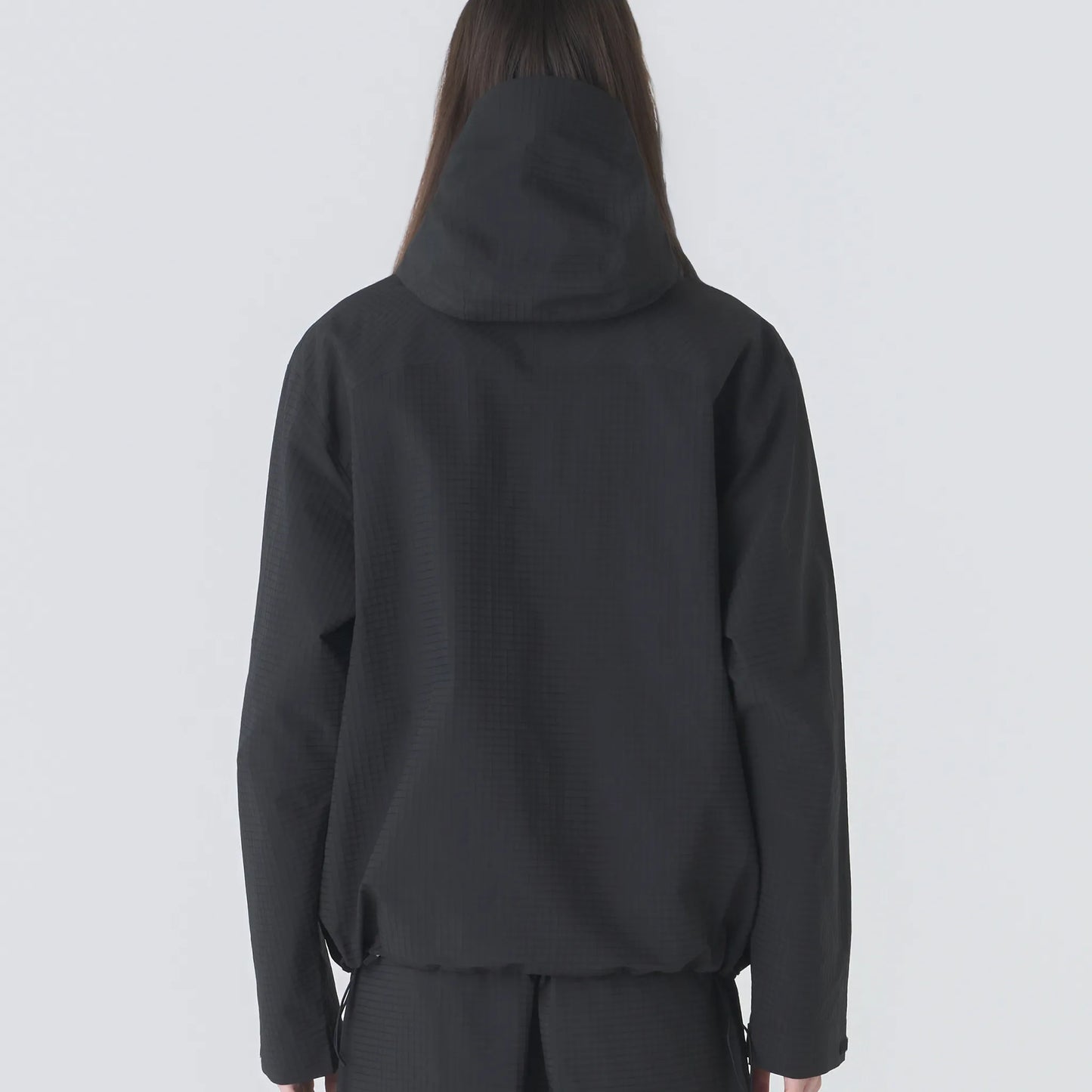 Hiking Patrol WAYPOINT RIPSTOP HOODED JACKET CHARCOAL BLACK 着用イメージ バックシルエット