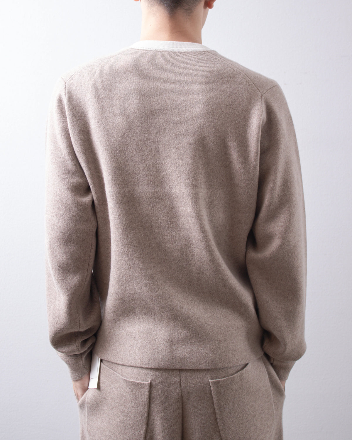 MEIAS Wool Cashmer V Neck PO T.Beige 着用イメージ 背面