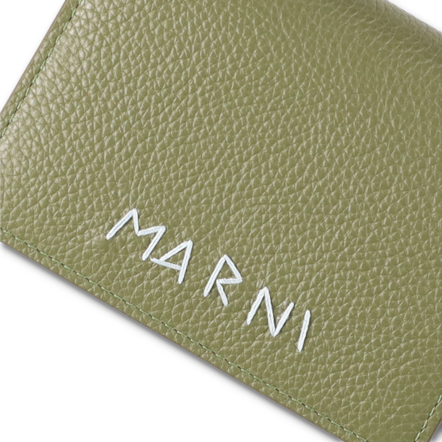 MARNI Leather bifold wallet with Marni Mending embroidery GREEN【PFMI0098Q0P6533】(N)