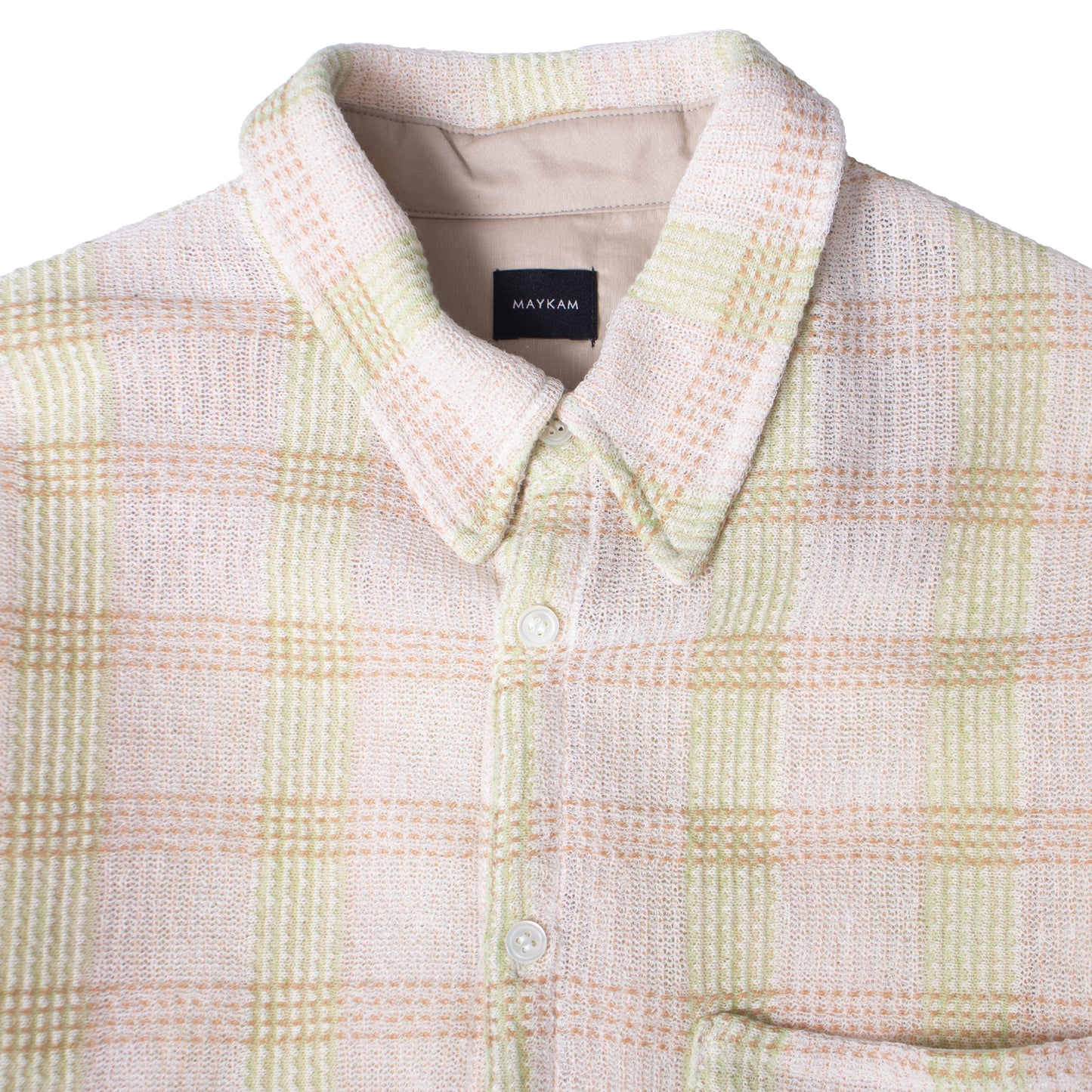 MAYKAM SHEERCHECK KNIT SHIRT BEIGE【2501-077】
