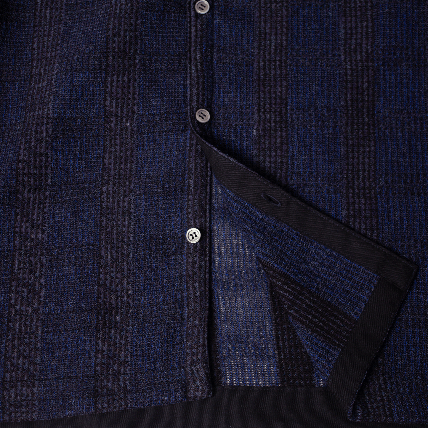 MAYKAM SHEERCHECK KNIT SHIRT NAVY【2501-077】