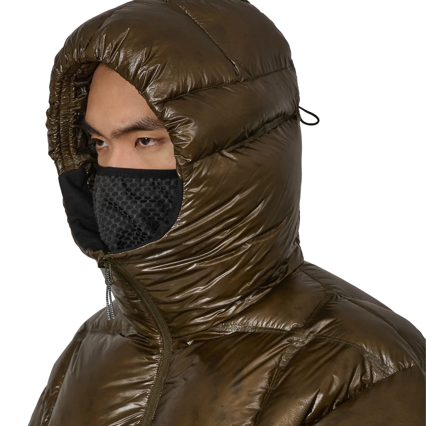 ROA CUBE 650 Fill Power Down Jacket Dark Green 着用イメージ フード部分斜め