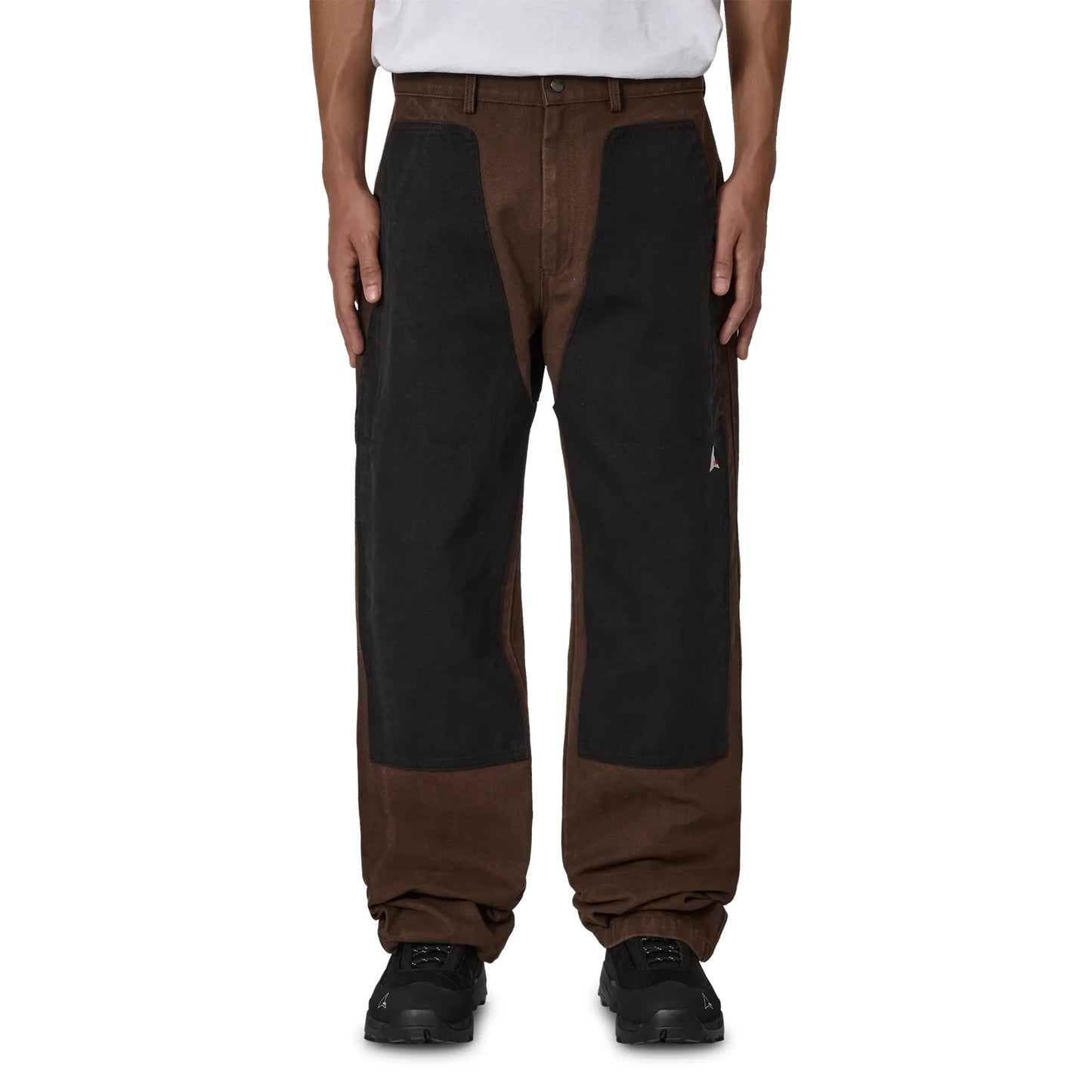 ROA FOMES Double Knee Washed Canvas Pant Dark Brown Black 着用イメージ 正面