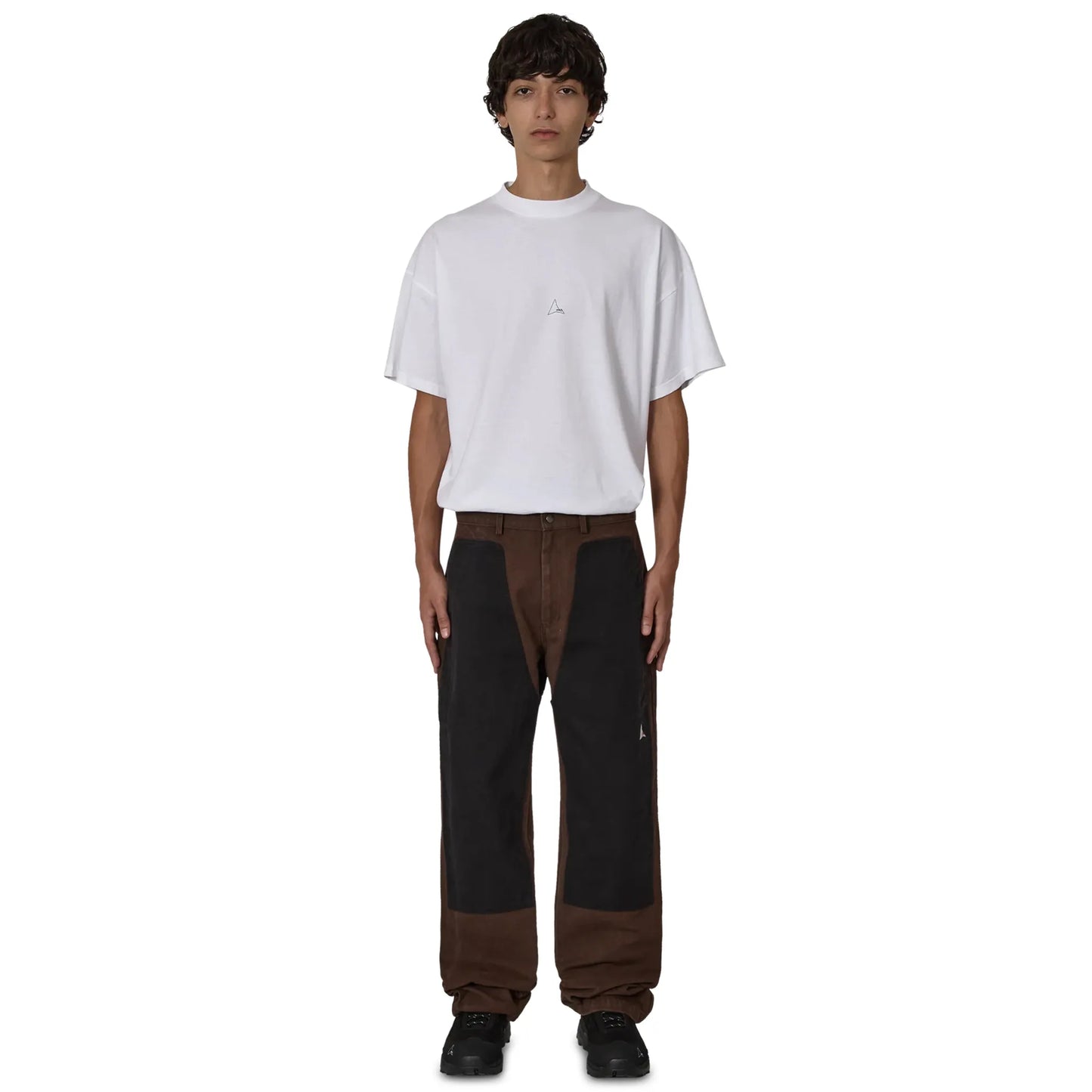 ROA FOMES Double Knee Washed Canvas Pant Dark Brown Black 着用イメージ 全身スタイリング