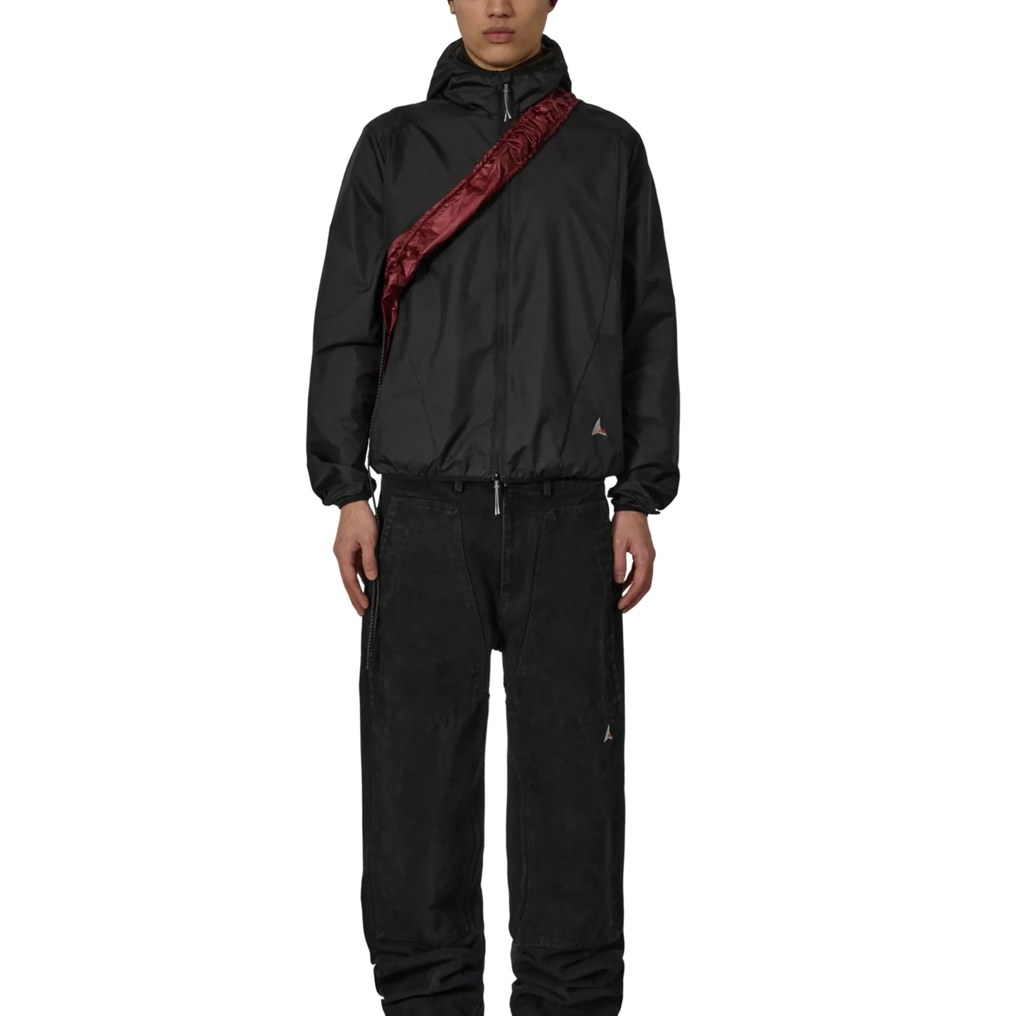 ROA HUE Packable Wind Jacket Black 着用画像 全身 スタイリング 正面 アウトドア