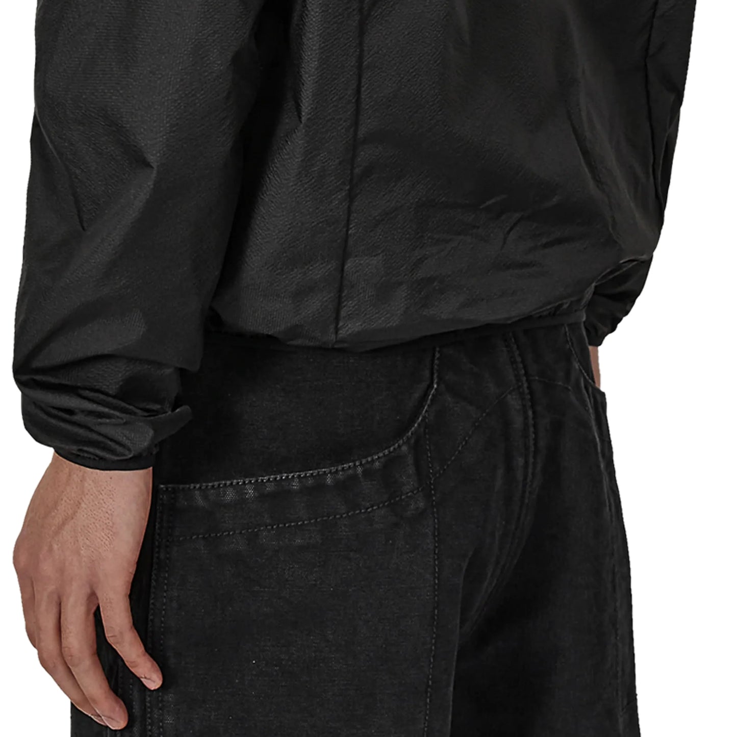 ROA HUE Packable Wind Jacket Black 着用画像 袖口裾部分詳細