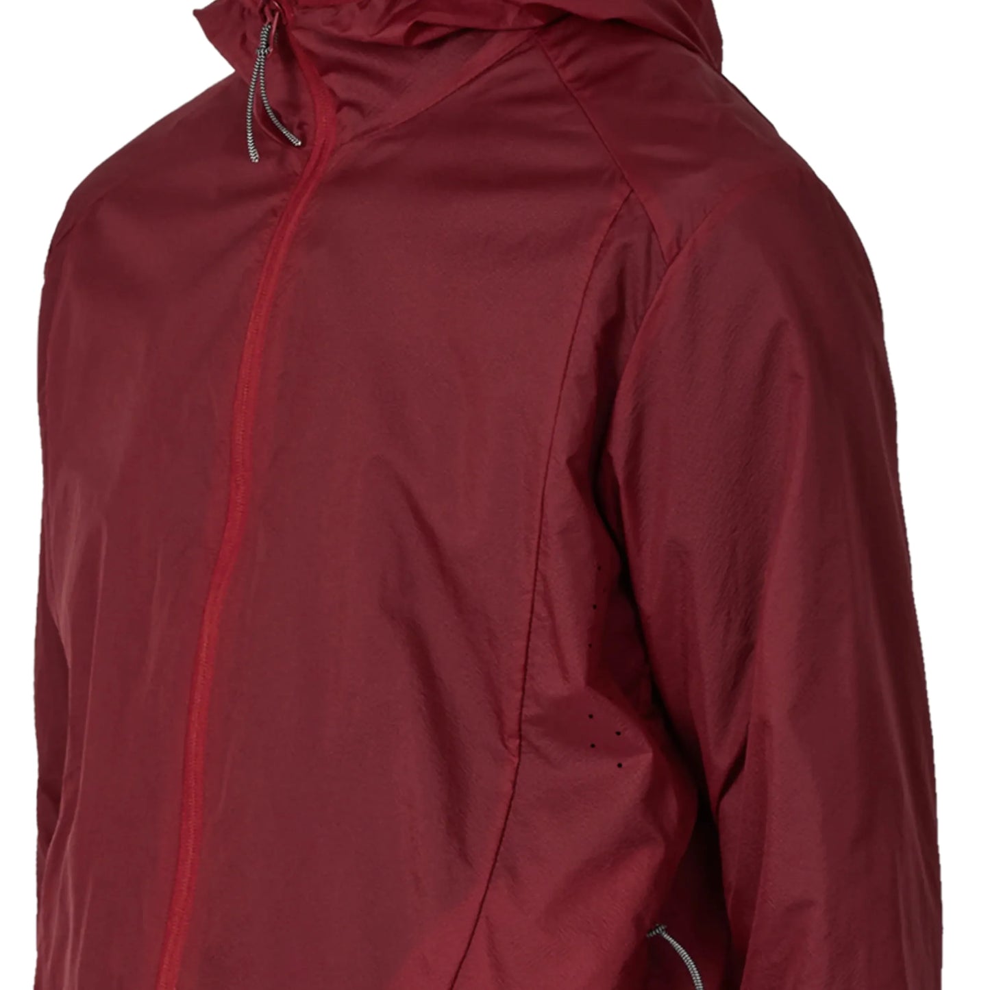 ROA HUE Packable Wind Jacket Dark Red 着用画像 首元 胸部分詳細