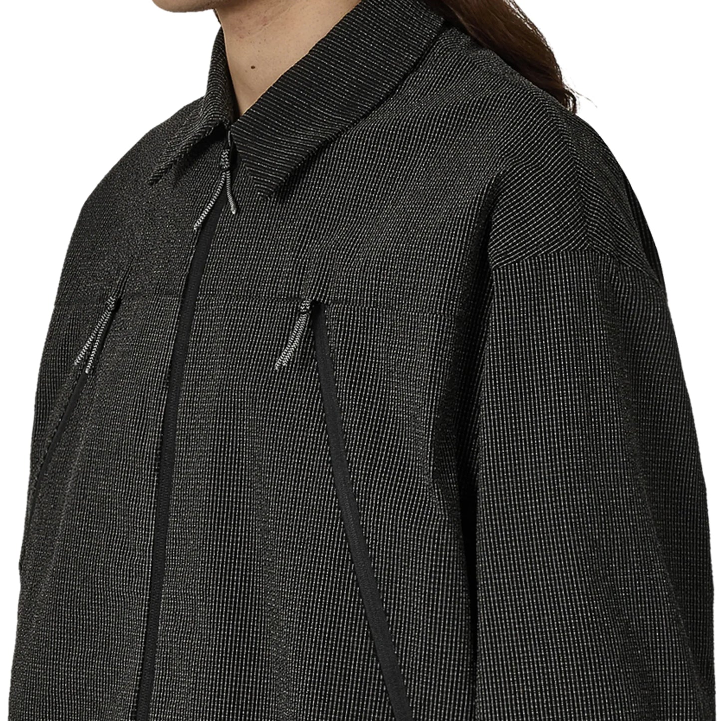 ROA LAMON Reinforced Technical Zip Up Shirt Black 着用イメージ 胸部分 首元 詳細