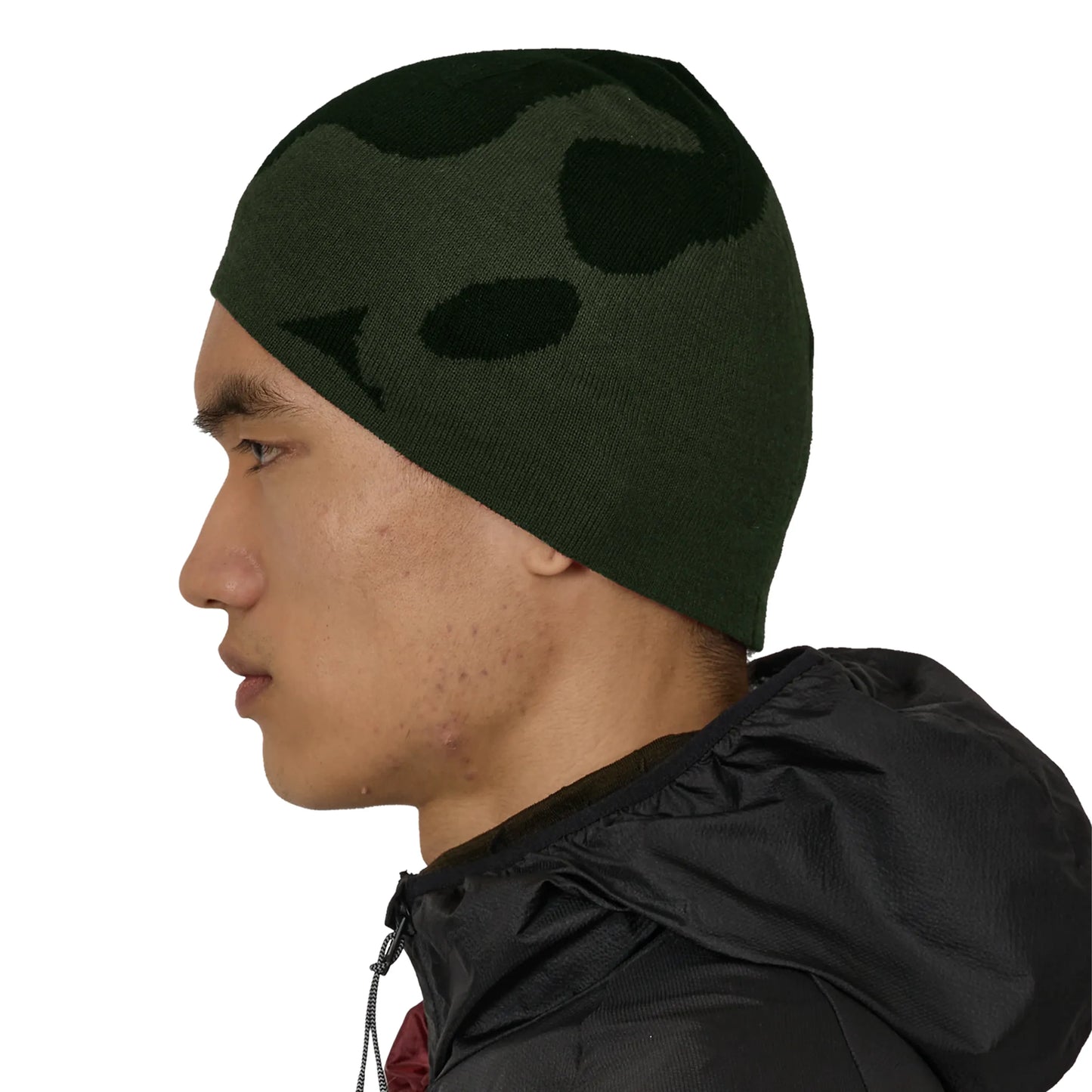 ROA MAGMA Wool Beanie Dark Green Black 着用画像 側面