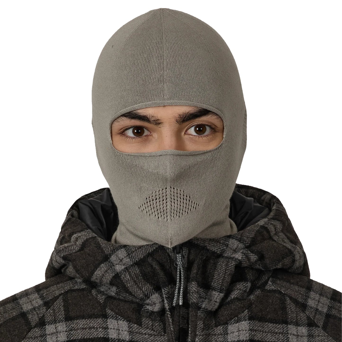 ROA OWL Seamless Biofil® Breathable Balaclava Light Grey 着用画像 正面