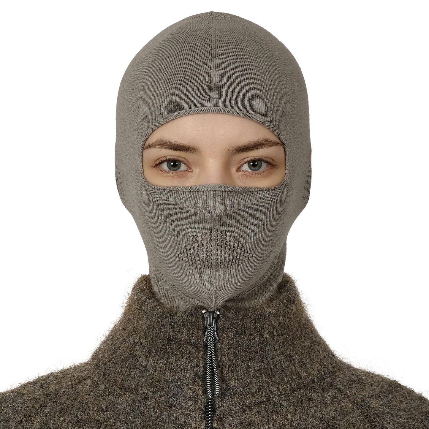 ROA OWL Seamless Biofil® Breathable Balaclava Light Grey 女性着用画像 正面
