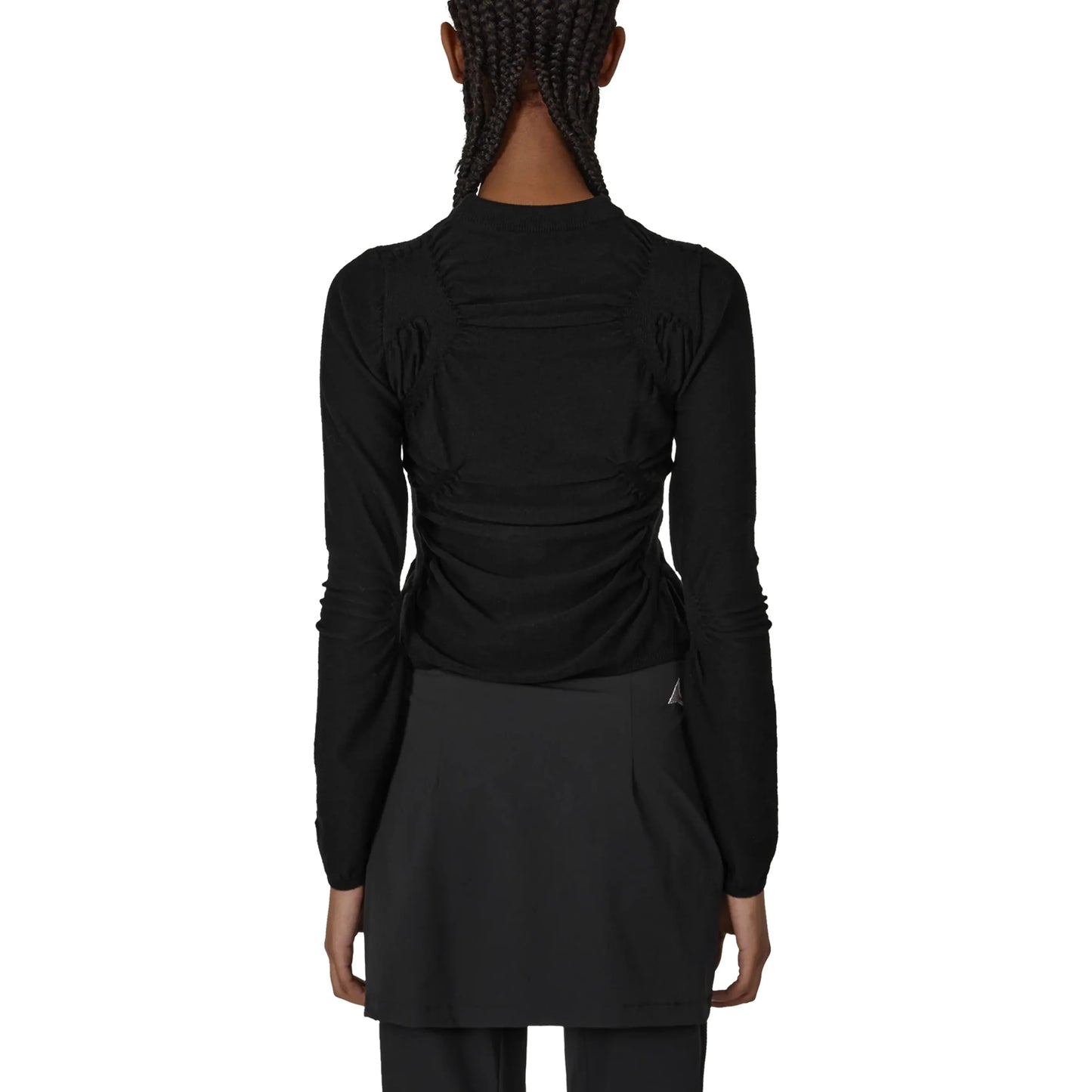 ROA PINCHED Wool Knit Top Black 着用画像 背面