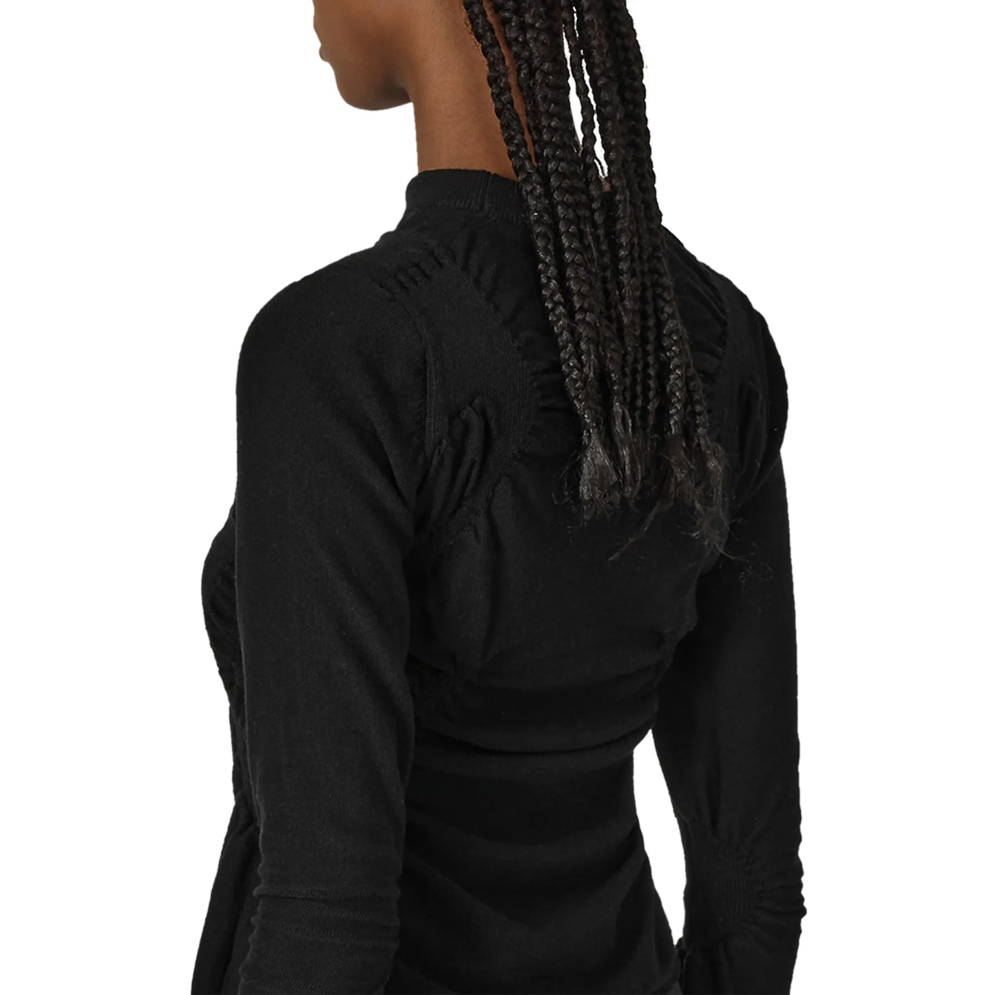 ROA PINCHED Wool Knit Top Black 着用画像 背面詳細