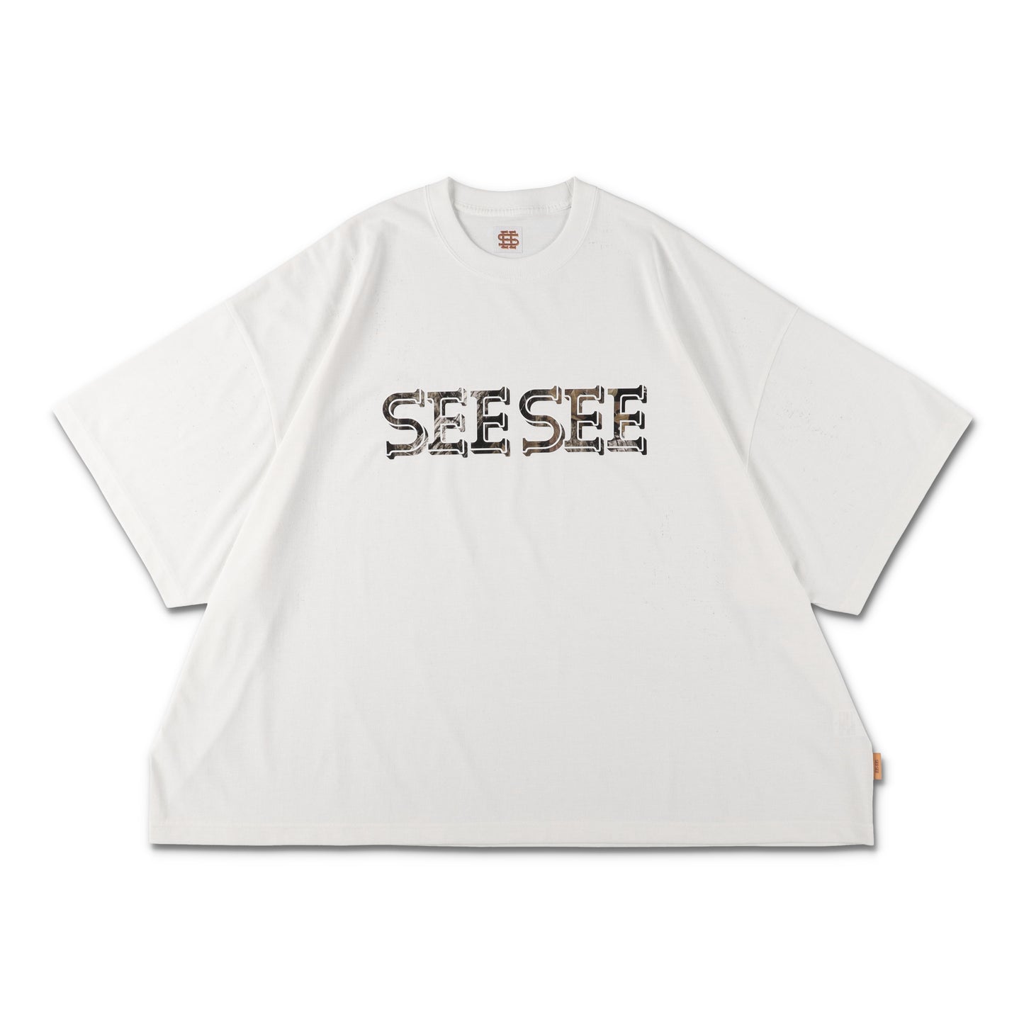 【2-1】SEE SEE SUPER BIG FLAT TECH TEE TREE CAMO LOGO【WHITE】