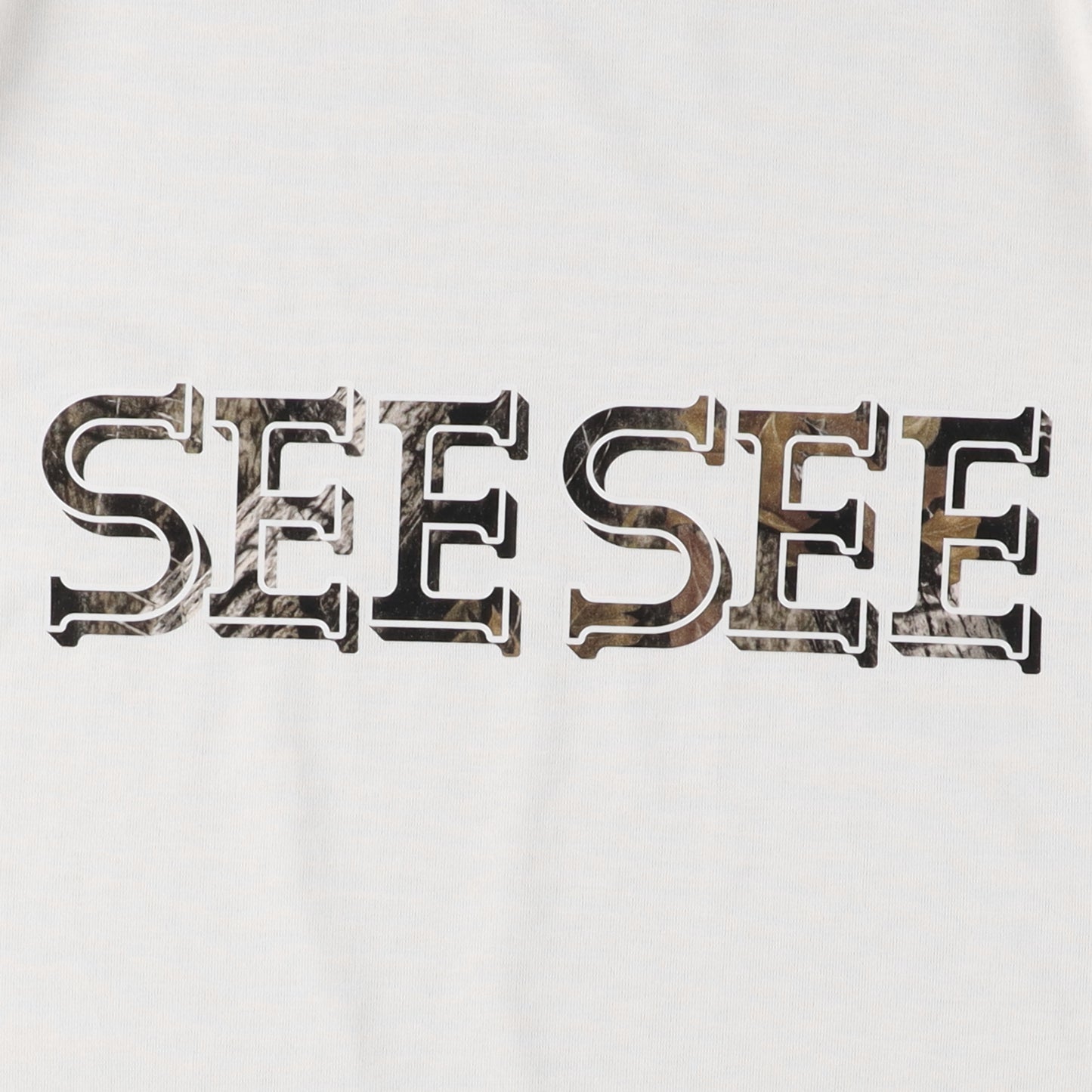 【2-1】SEE SEE SUPER BIG FLAT TECH TEE TREE CAMO LOGO【WHITE】