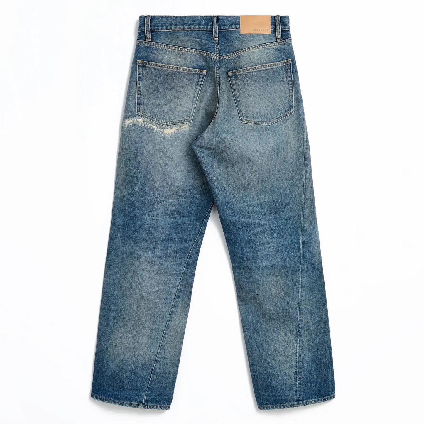 SUNFLOWER WIDE TWIST DENIM Well Worn Blue バックデザイン 背面シルエット