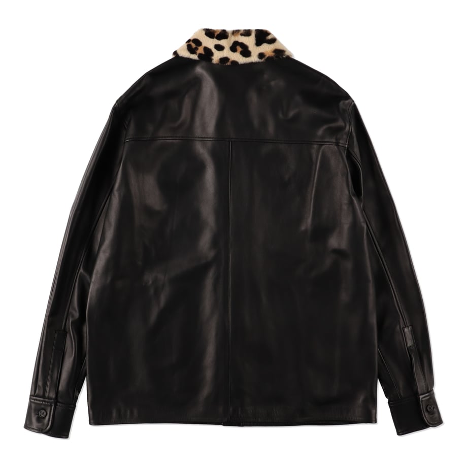 MARNI Nappa leather shirt with animalier shearling collar【CUMY0025Q1ULA736】(N)