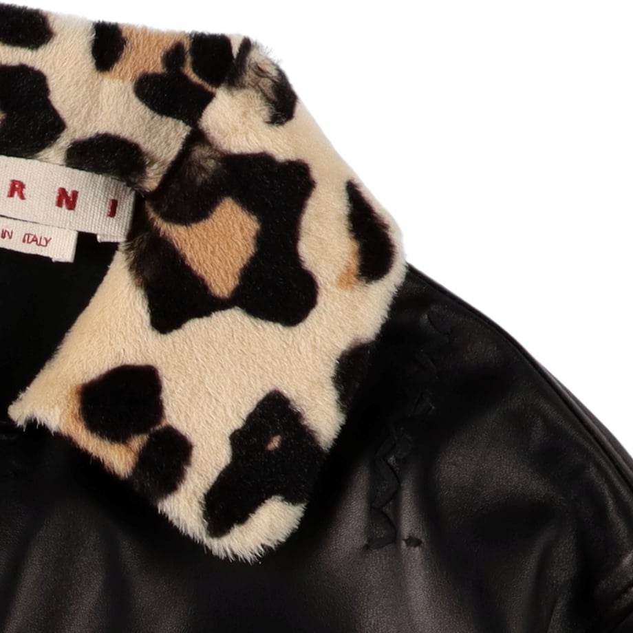 MARNI Nappa leather shirt with animalier shearling collar【CUMY0025Q1ULA736】(N)