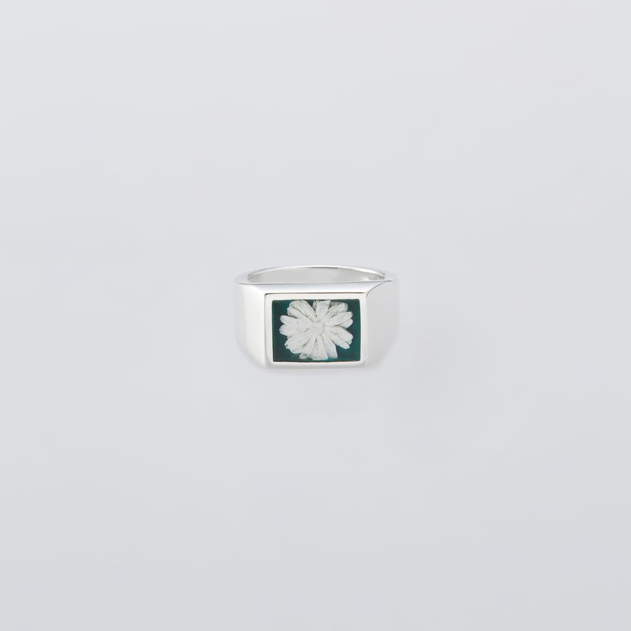 XOLO Signet Ring with Forest Green Flower【XOR099】(N)