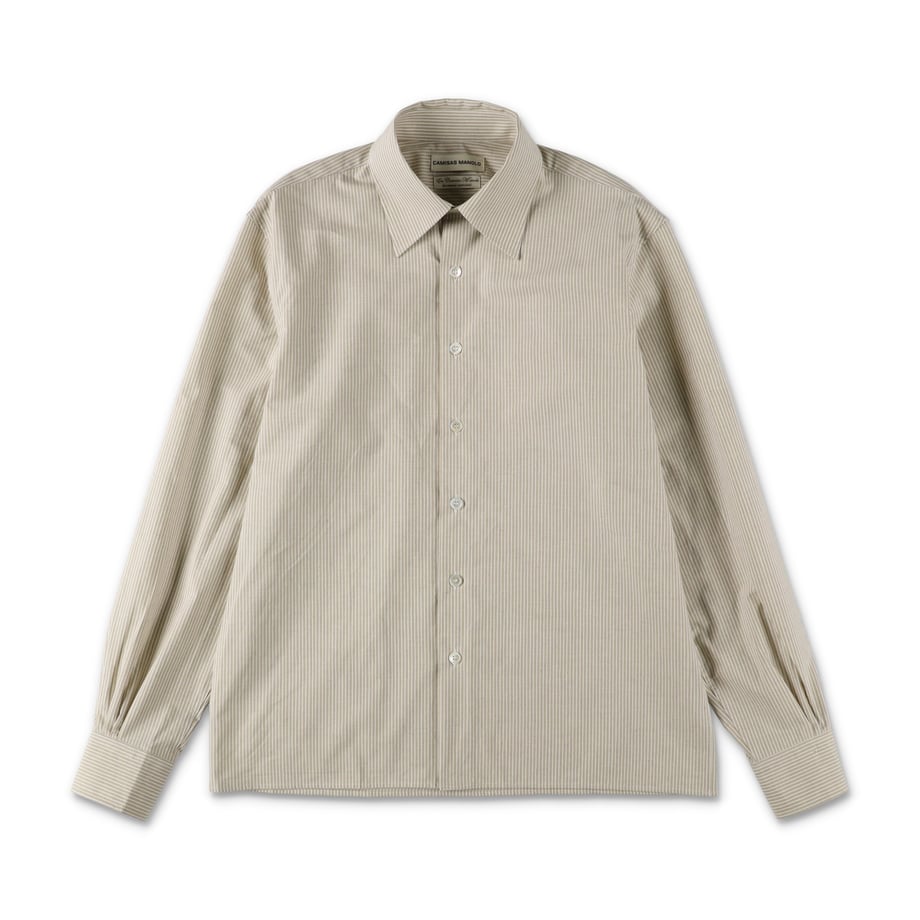 BROWN WHITE STRIPES CAMISA SHIRT – CAMISAS MANOLO 正面全体画像
