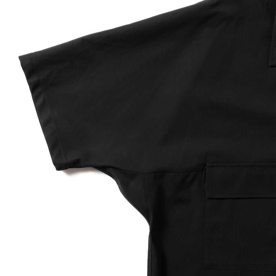 AFTERHOURS OPEN COLLAR SHIRT BLACK【A008-E1SH】(N)
