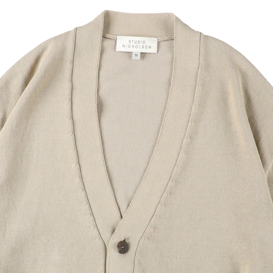 STUDIO NICHOLSON 7GG CARDIGAN "FRIEZE" LICHEN【SNM-1113】