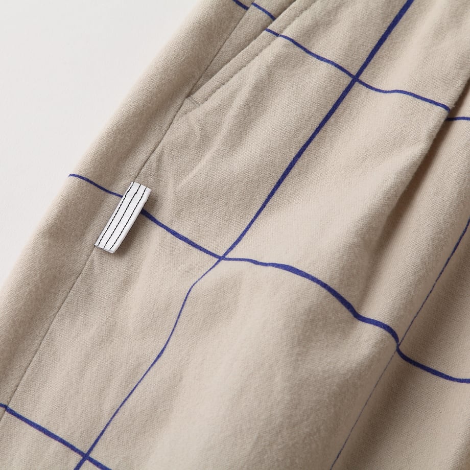 S.F.C WIDE PANTS (Check) Beige / Blue Check - エスエフシー 生地