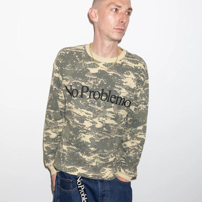 No Problemo Forest Waffle LS Tee Sand【NP40217.06】(N) 着用写真正面