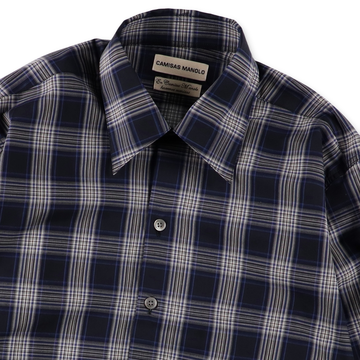 CAMISAS MANOLO NAVY BLUE/WHITE CHECKS NORMAL SHIRT【26010608】(N)